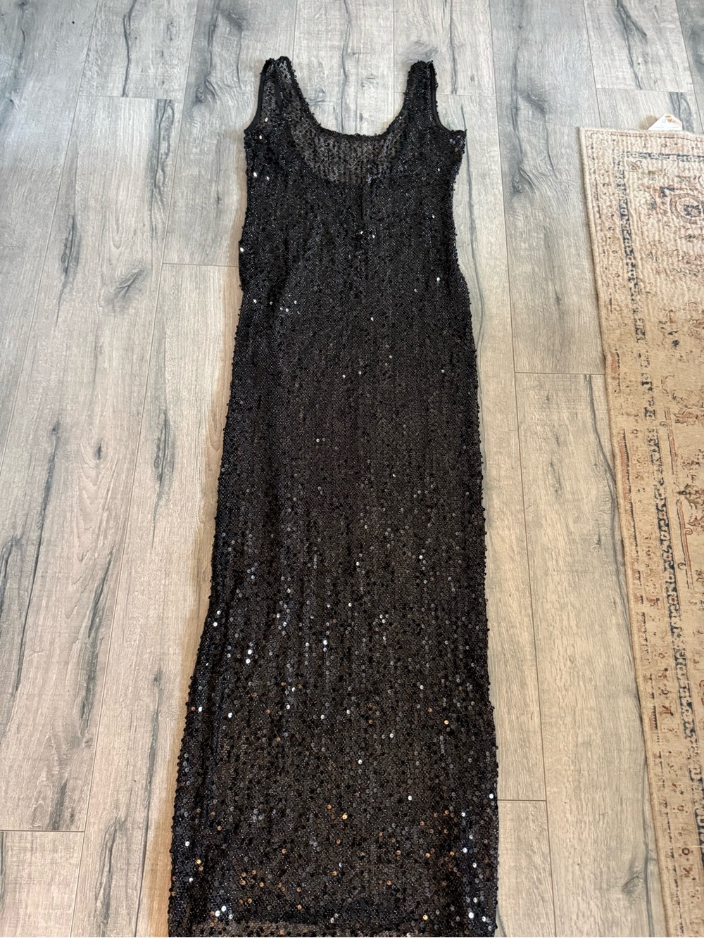 Fashion Nova Black Sequin Scoop Neck Maxi Dress